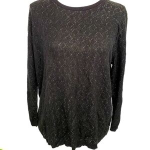 Alfred Dunner Black Sweater Gold Metalic L VGUC